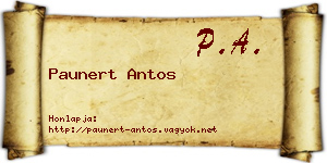 Paunert Antos névjegykártya